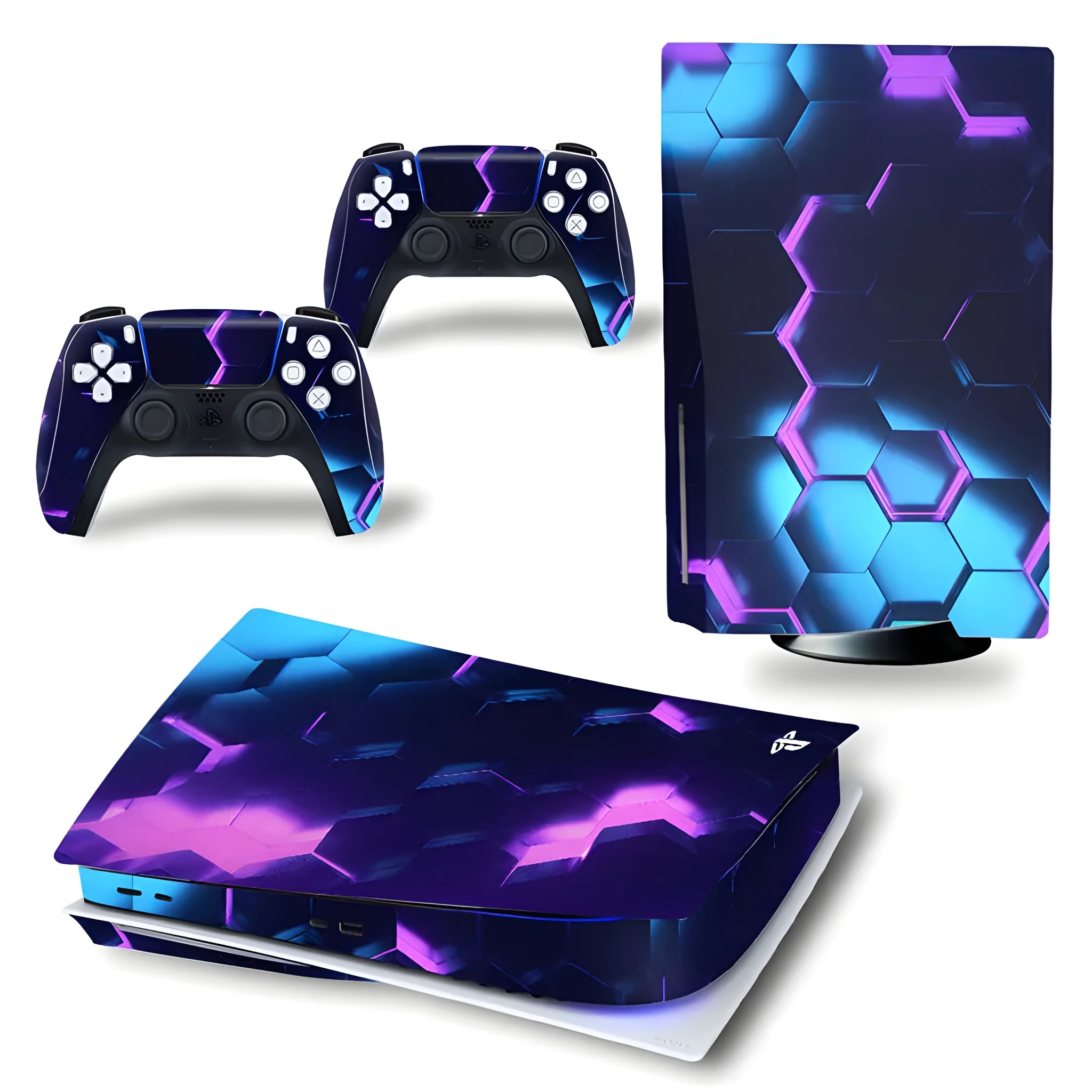 PlayStation 5 CD-ROM console with colour A0399 vinyl sticker film and two matching controller skins