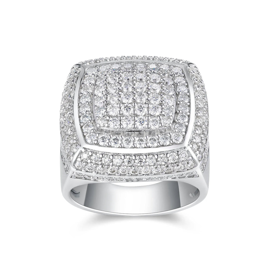 Men's S925 silver platinum-plated moissanite wedding ring with 0.1 carat stone in gift box
