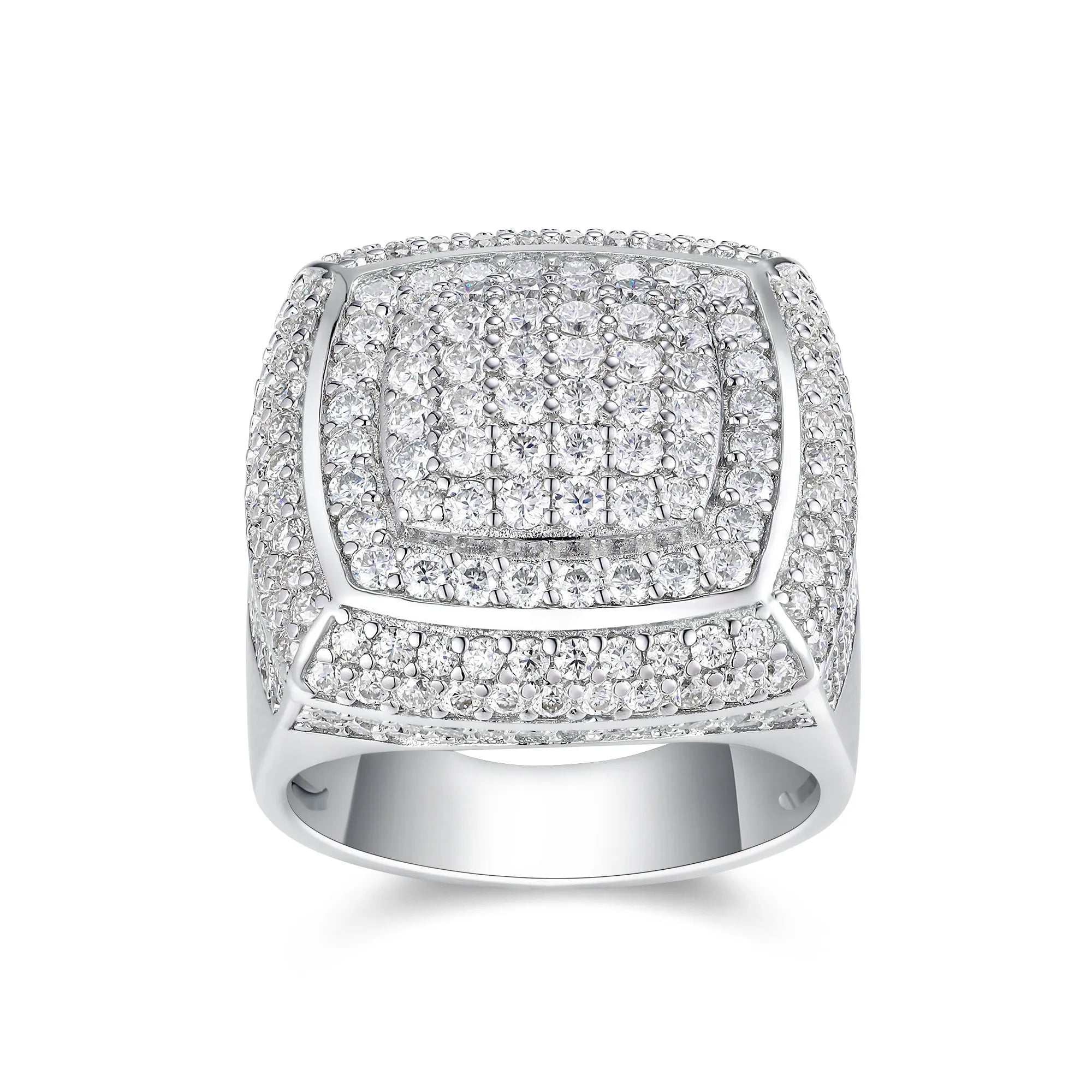 Men's S925 silver platinum-plated moissanite wedding ring with 0.1 carat stone in gift box