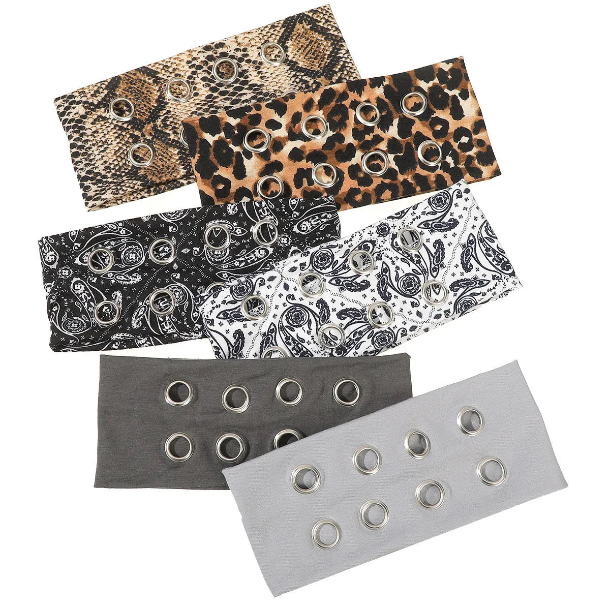 Punk metal circle hip hop pullover hair band in hollow metal construction with polyester fabric