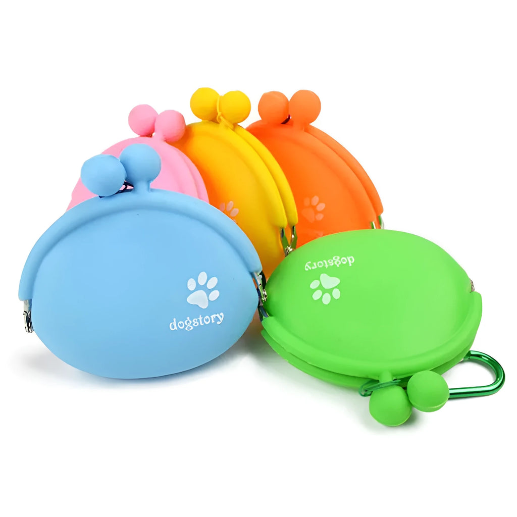 Silicone dog treat waist pouch in blue with hook-and-loop closure