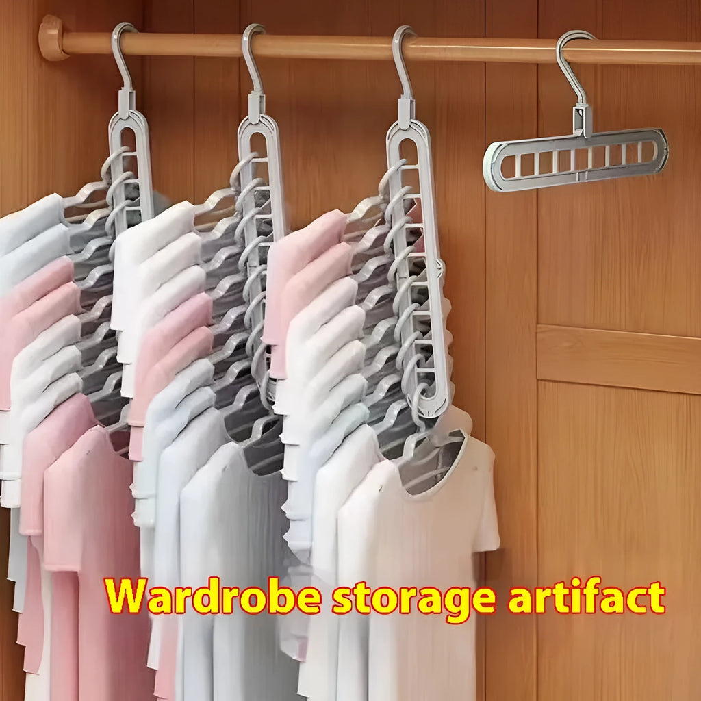 Plastic nine-hole trouser hanger in modern design with seamless folding rack construction
