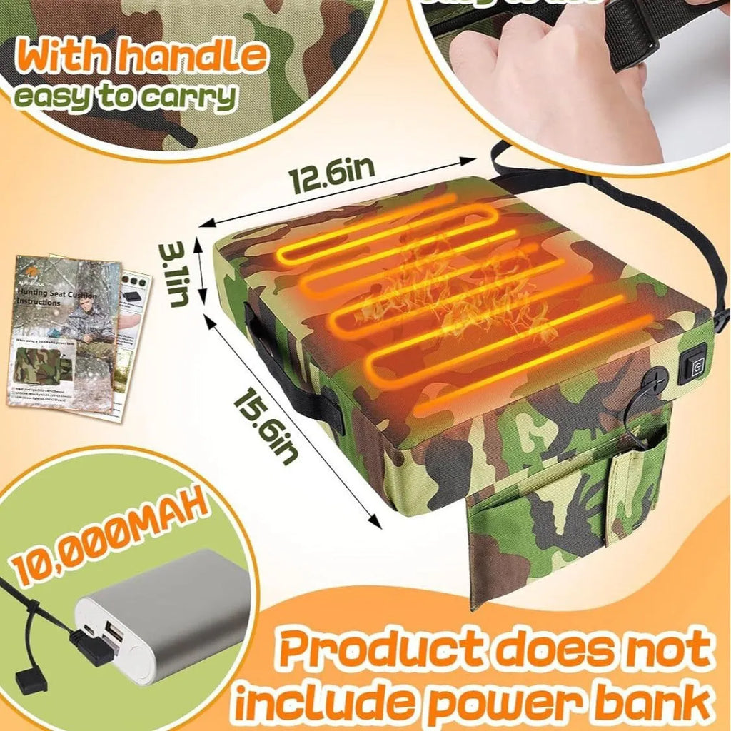Camouflage heating cushion 40x32x7cm made from Oxford cloth for outdoor stadium or camping seating