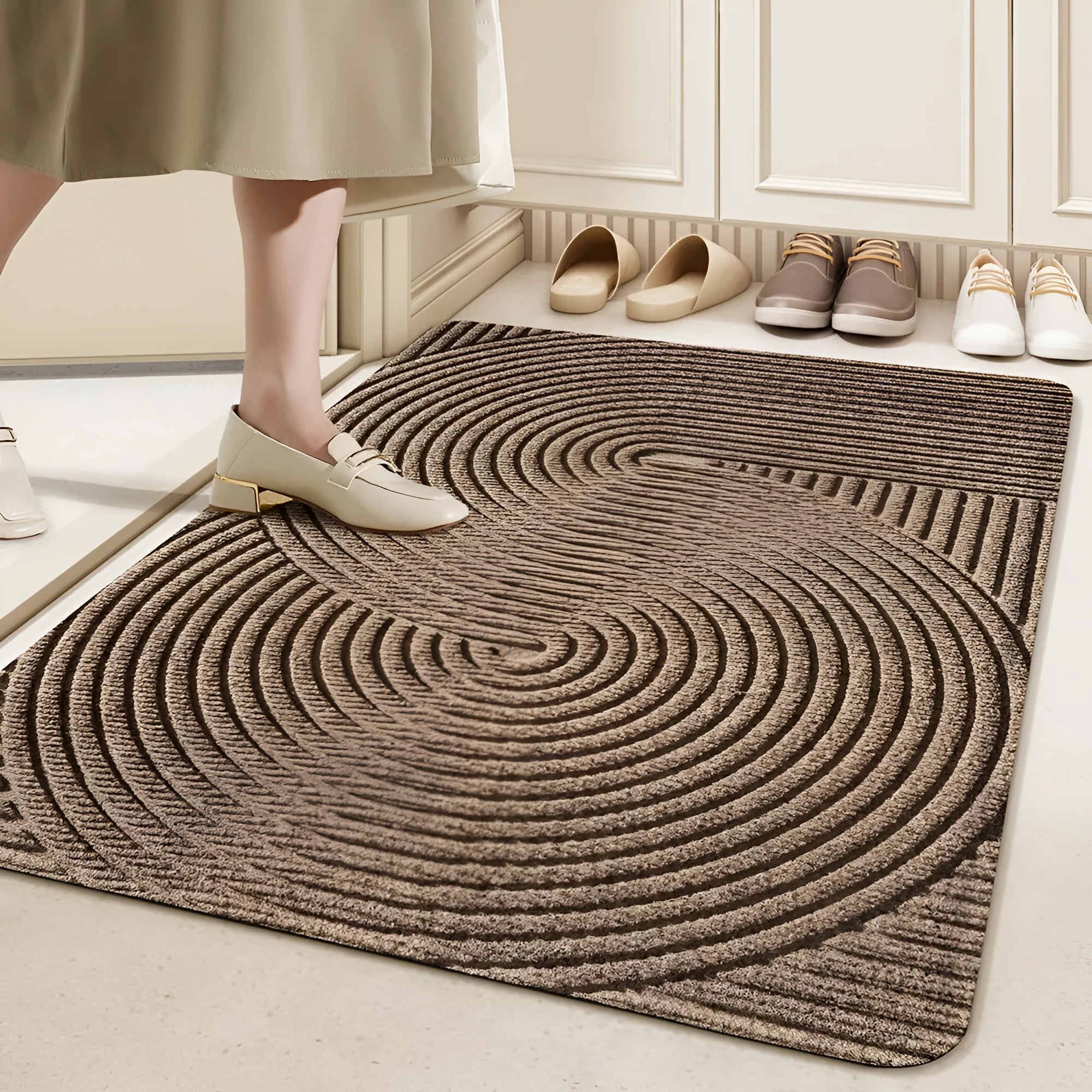 Blue alien-shaped silk ring entrance carpet with cartoon anime pattern, 60x90cm.