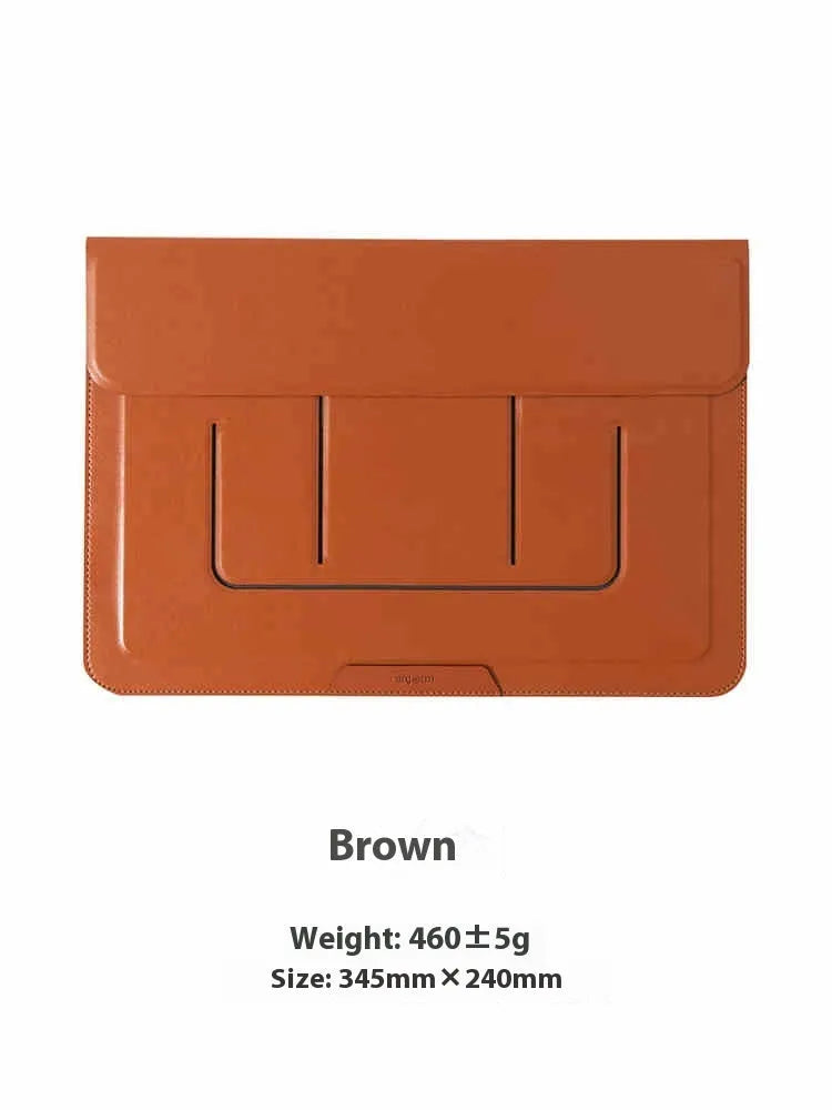Brown and black 13.3-inch laptop bracket bag with integrated dual-angle stand function