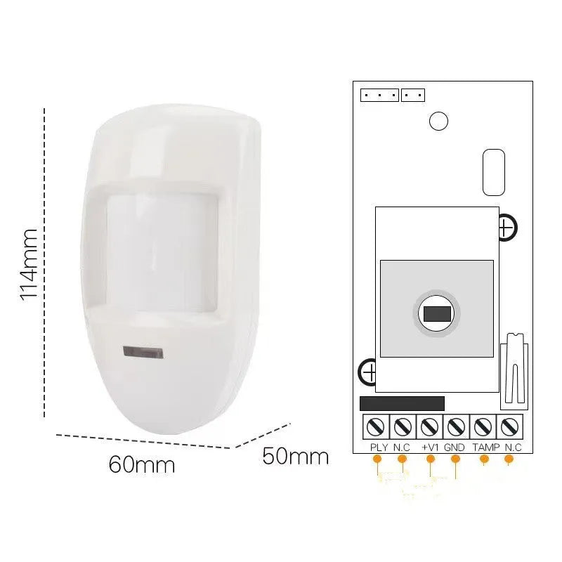 White wired PIR motion sensor wall-mounted passive infrared detector with 120 degree detection angle
