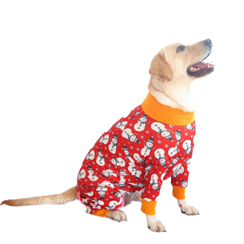 Cotton four-legged dog jumpsuit with colourful print pattern on small dog
