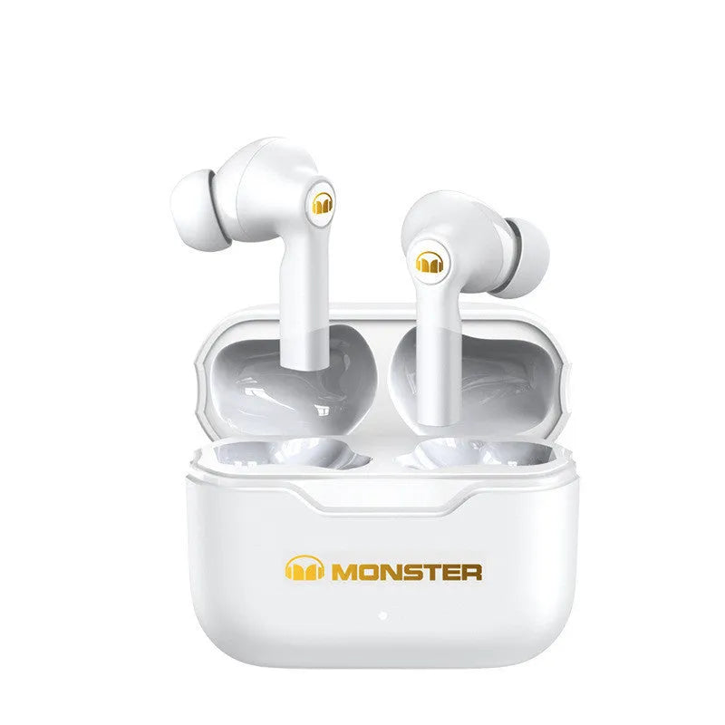 True wireless Bluetooth earbuds in black, white, and blue colours with USB charging cable