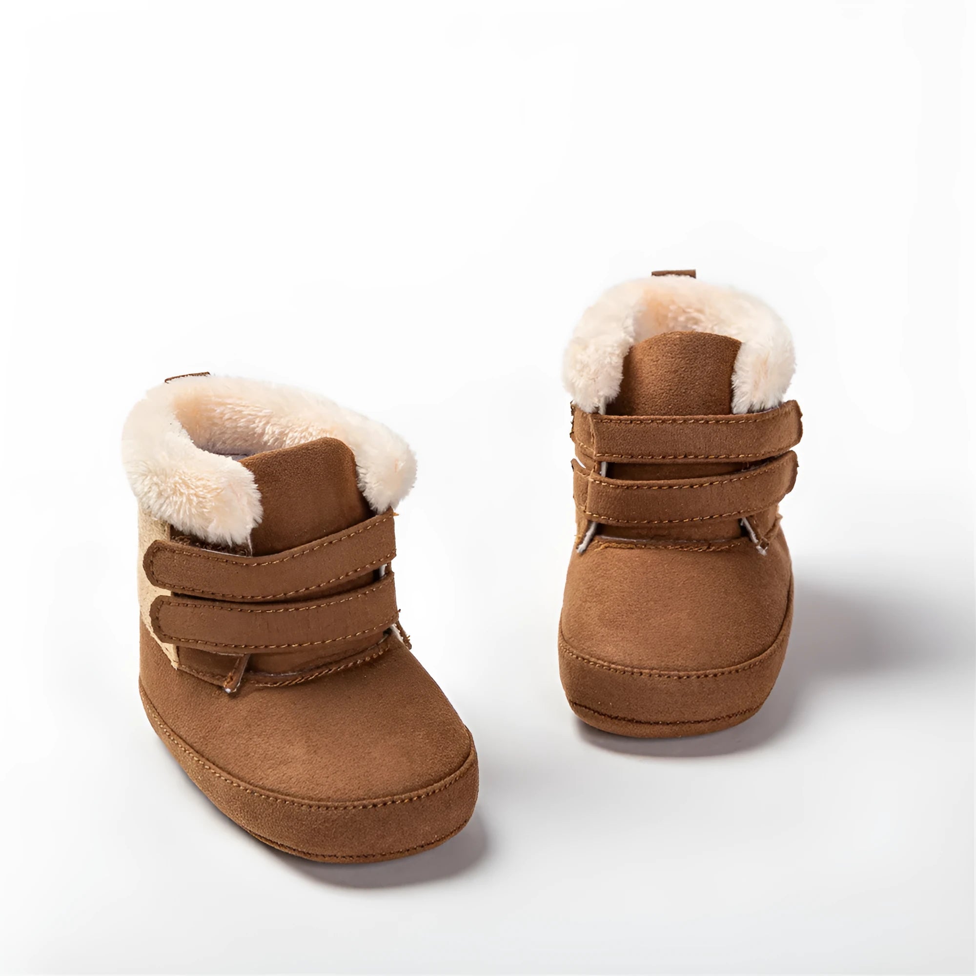Boys' Casual Solid Colour Plush Lined Cotton Shoes from Fashion Plush with Soft Artificial PU Upper, Outer Sole Lengths 11.5cm, 12.5cm, 13.5cm for Toddlers Aged 12-36 Months and 24-48 Months in Black, Brown, Grey, Navy Blue, Rose Red