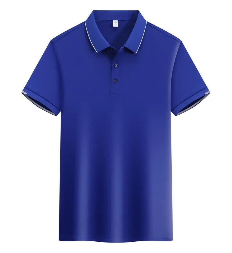 Men's loose fit cotton blend polo shirt with a two-tone collar detail in a selection of colours.