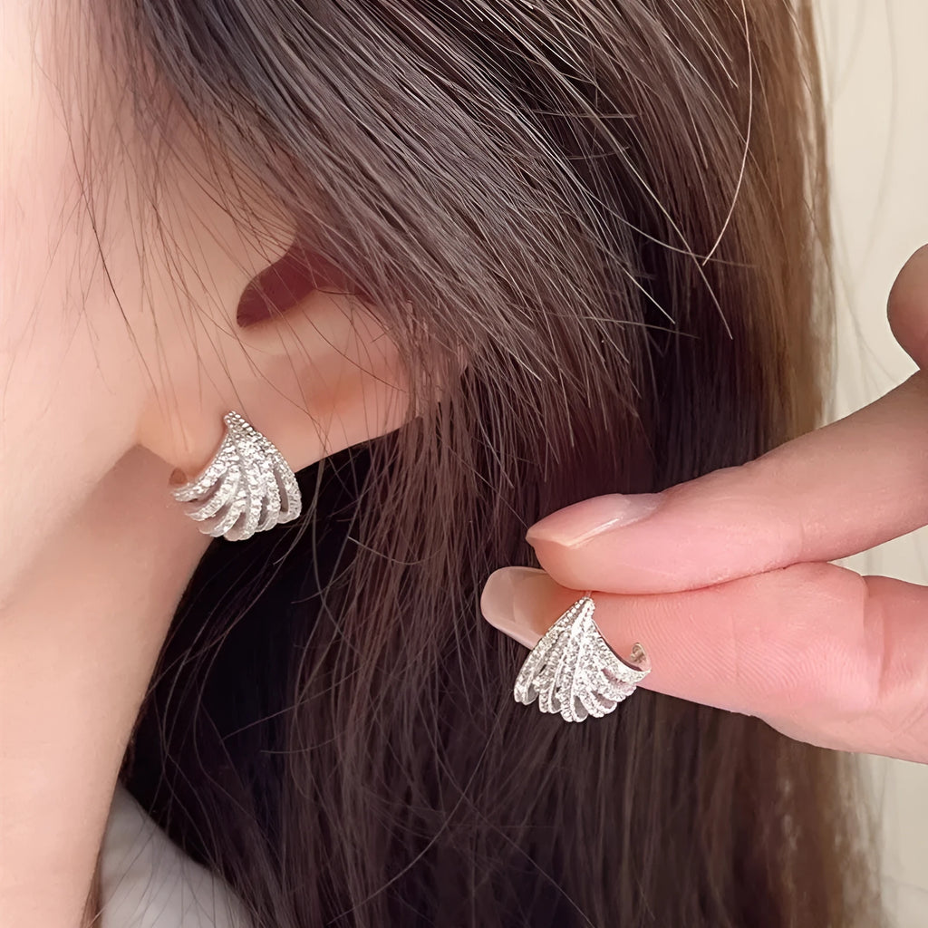 Geometric zircon earrings for women with platinum colour electroplated finish
