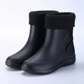 Men's waterproof mid-top rain boots with PVC upper and non-slip plastic sole in British style with tassel detail