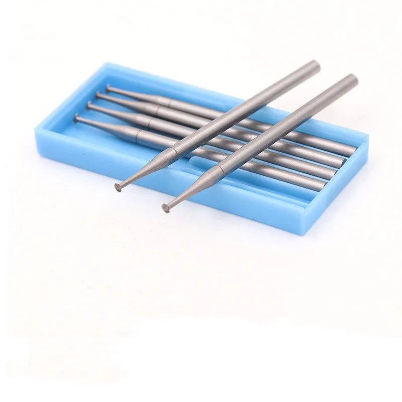 Six tungsten steel carving milling cutter grinding heads with thin disc needle shape and 2.35mm mandrels