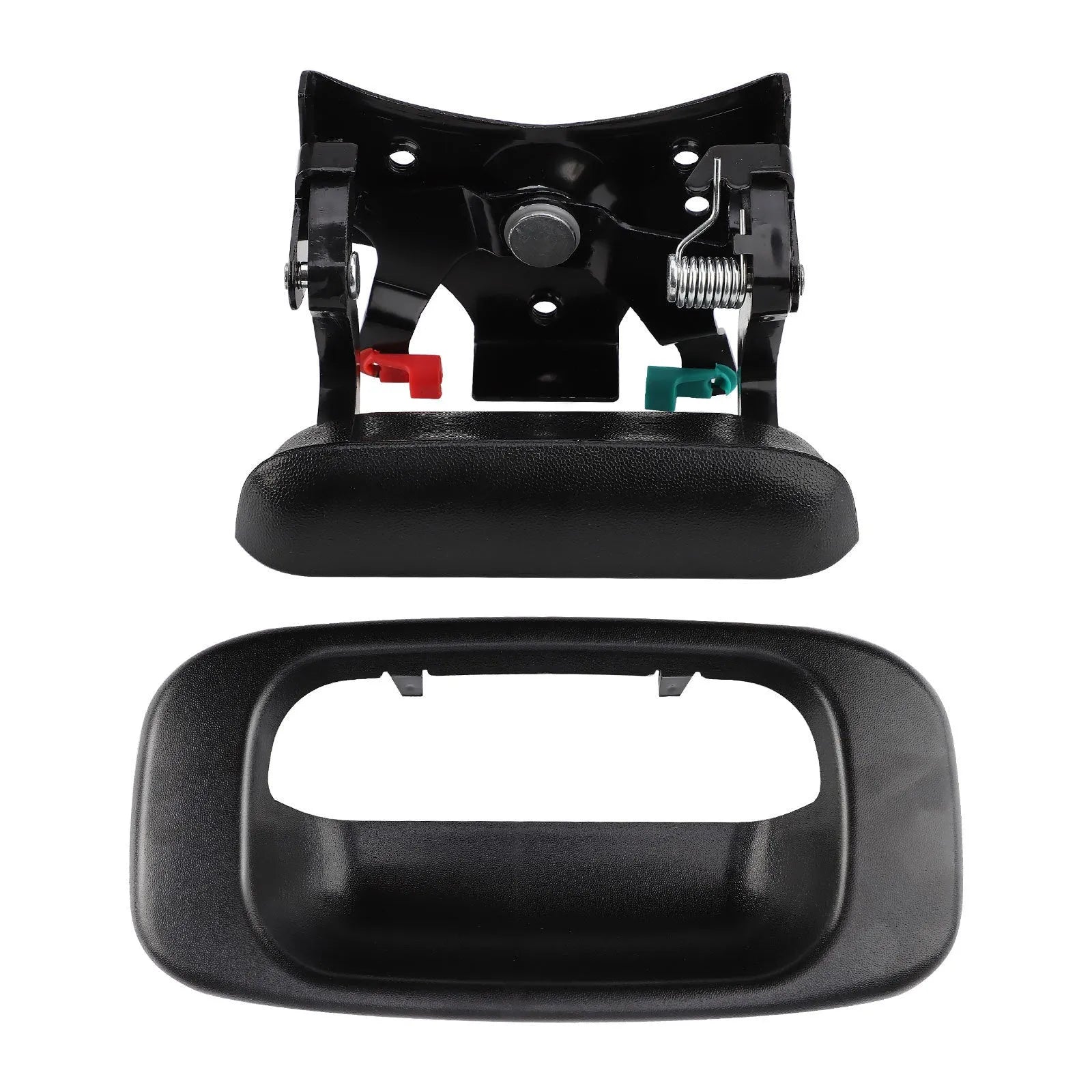 Black Chevrolet Silverado tailgate frame handle set made from ABS and metal