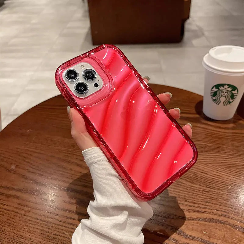 Water ripple transparent silicone phone case for iPhone with drop-resistant and anti-fingerprint protection
