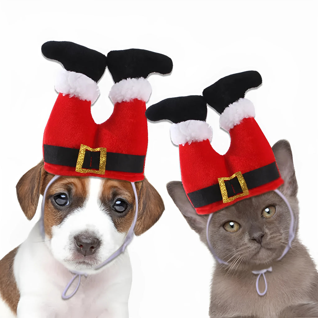 Red polyester Christmas hat for small dogs and cats, 20x17x5cm, one size, festive pet costume accessory