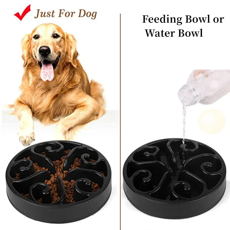 Colourful eco dog slow feeder bowl with maze pattern and non-slip base for large and small dogs