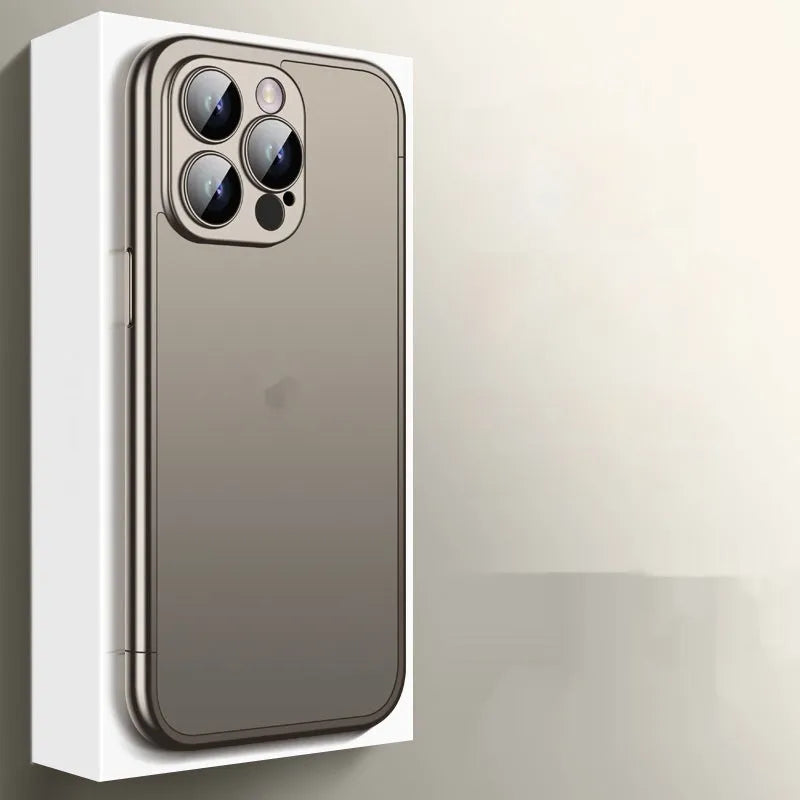 Matte electroplated PC phone case for Apple iPhone 12-15 Pro Max in titanium gray