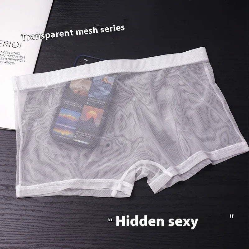 New flat foot breathable elastic low waist boxer briefs in solid colour for men