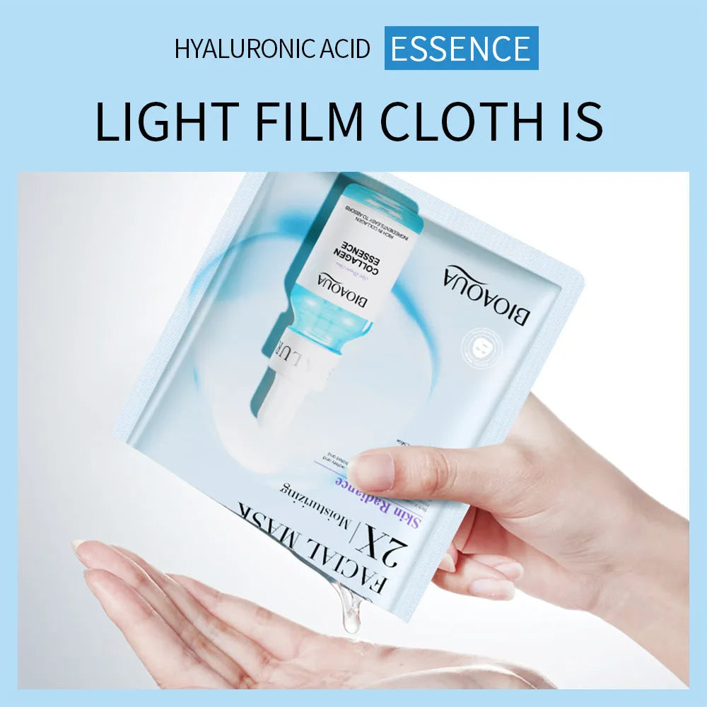 Collagen face sheet mask with 30g gel formula showing hyaluronic acid and Centella Asiatica variants