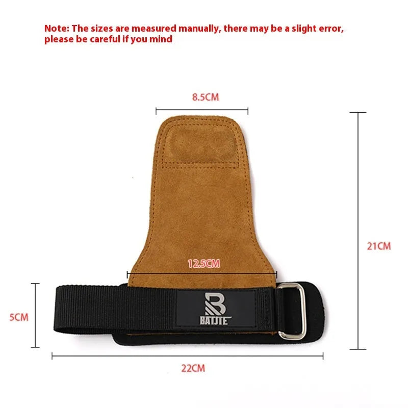 Pair of brown fitness wrist protectors showing silicone grip dots on the palm side.