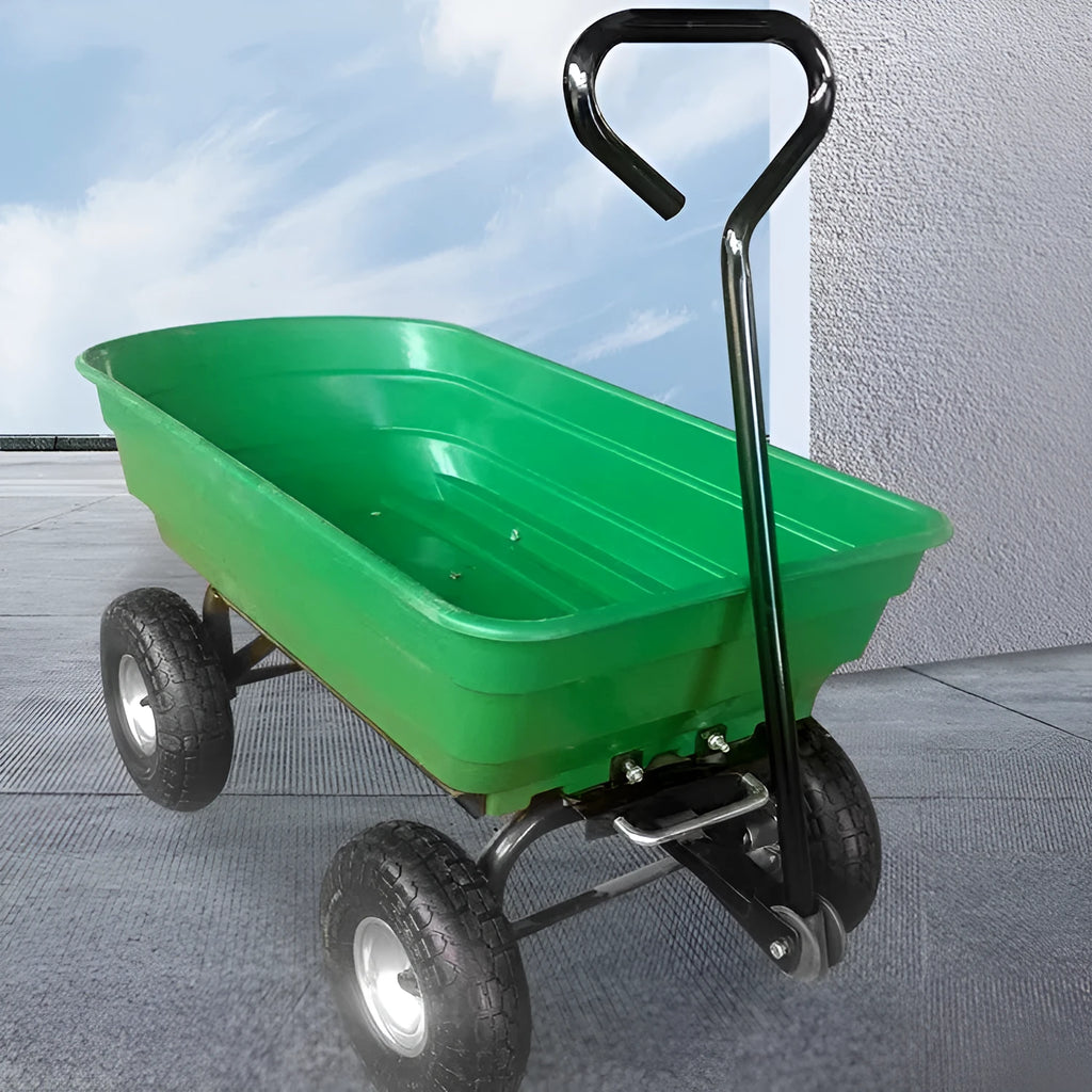 Green four-wheel plastic dumptruck model TC2145 for agricultural use