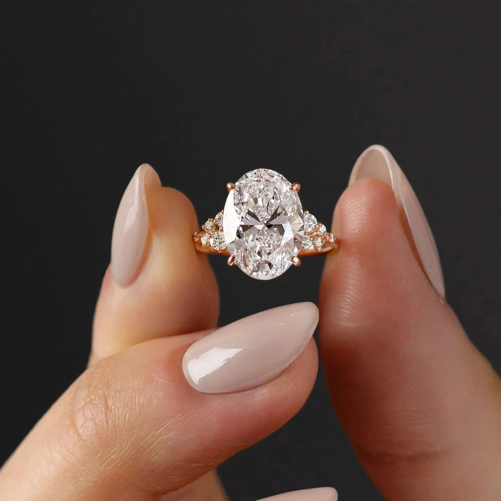 S925 sterling silver ring with egg-shaped zircon in starry sky design, yellow gold colour, geometric line style
