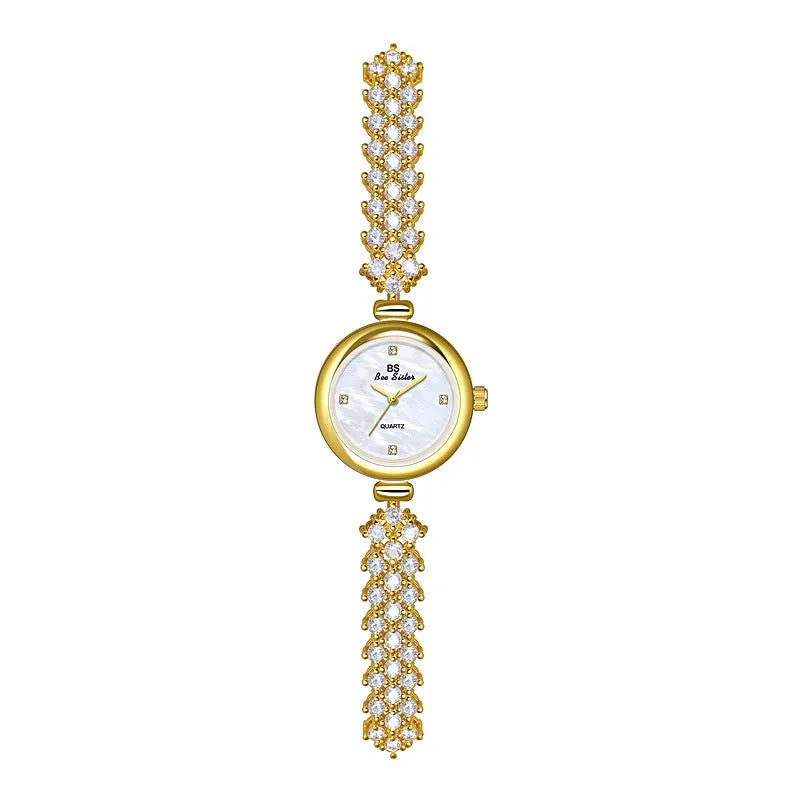 Mermaid light luxury diamond small chain watch in gold or silver with 7mm thickness and mineral glass mirror