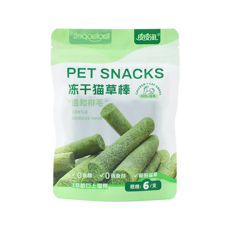 Freeze-dried cat grass stick pack 35g 6 sticks chicken salmon cat treat