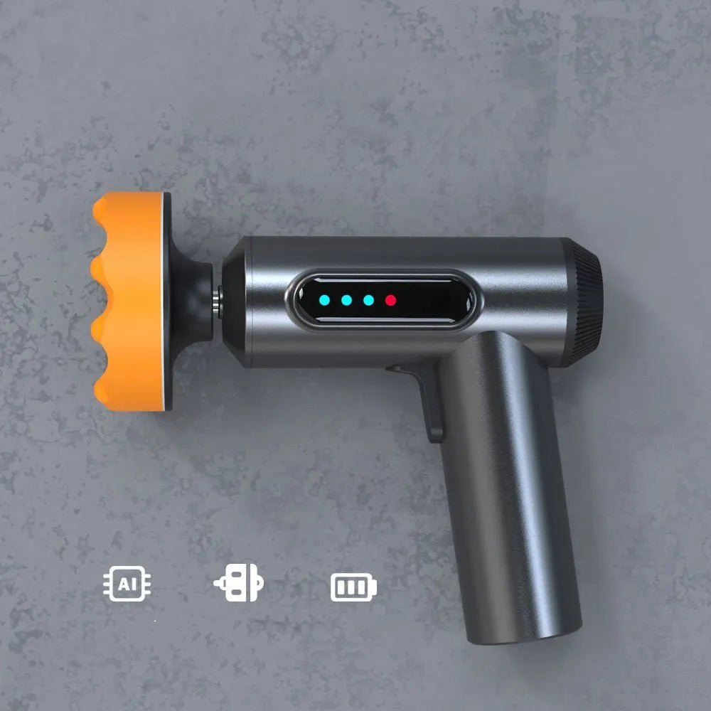 Cordless electric waxing and polishing machine with a 7.7cm disc on a household floor