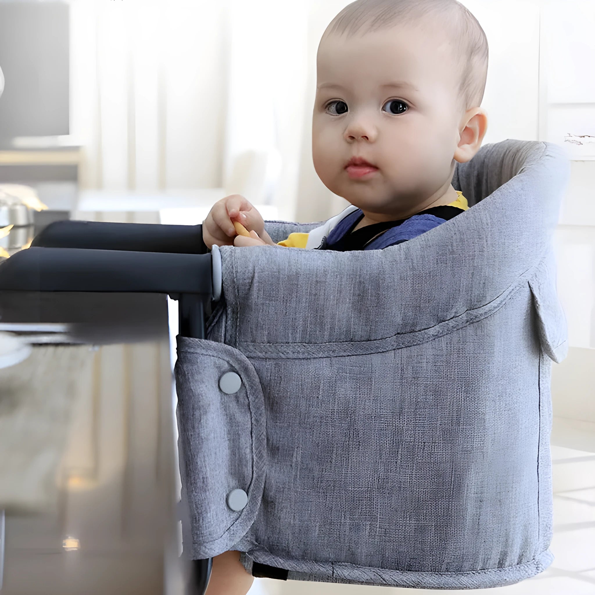 Portable baby high chair with safety belt feeding seat in blue grey or red