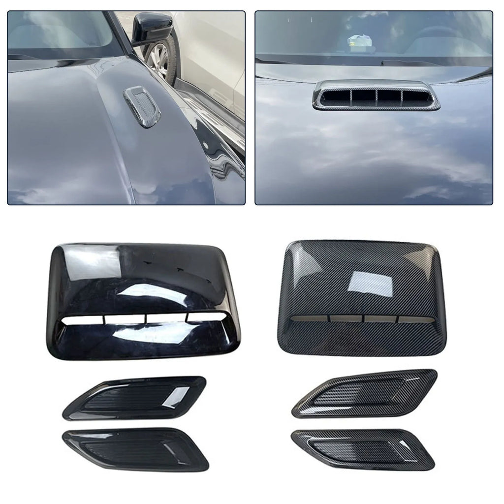 Black and carbon fibre ABS plastic car engine cover set with side air vents