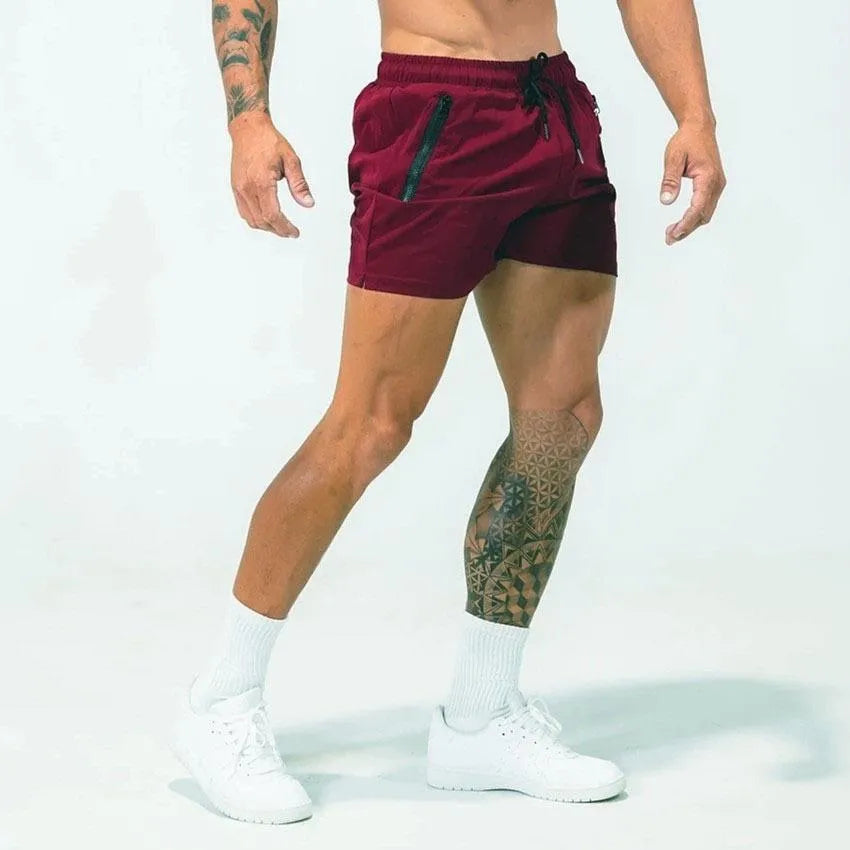 Men's casual sports shorts in quick-dry polyester fabric, showing available colours