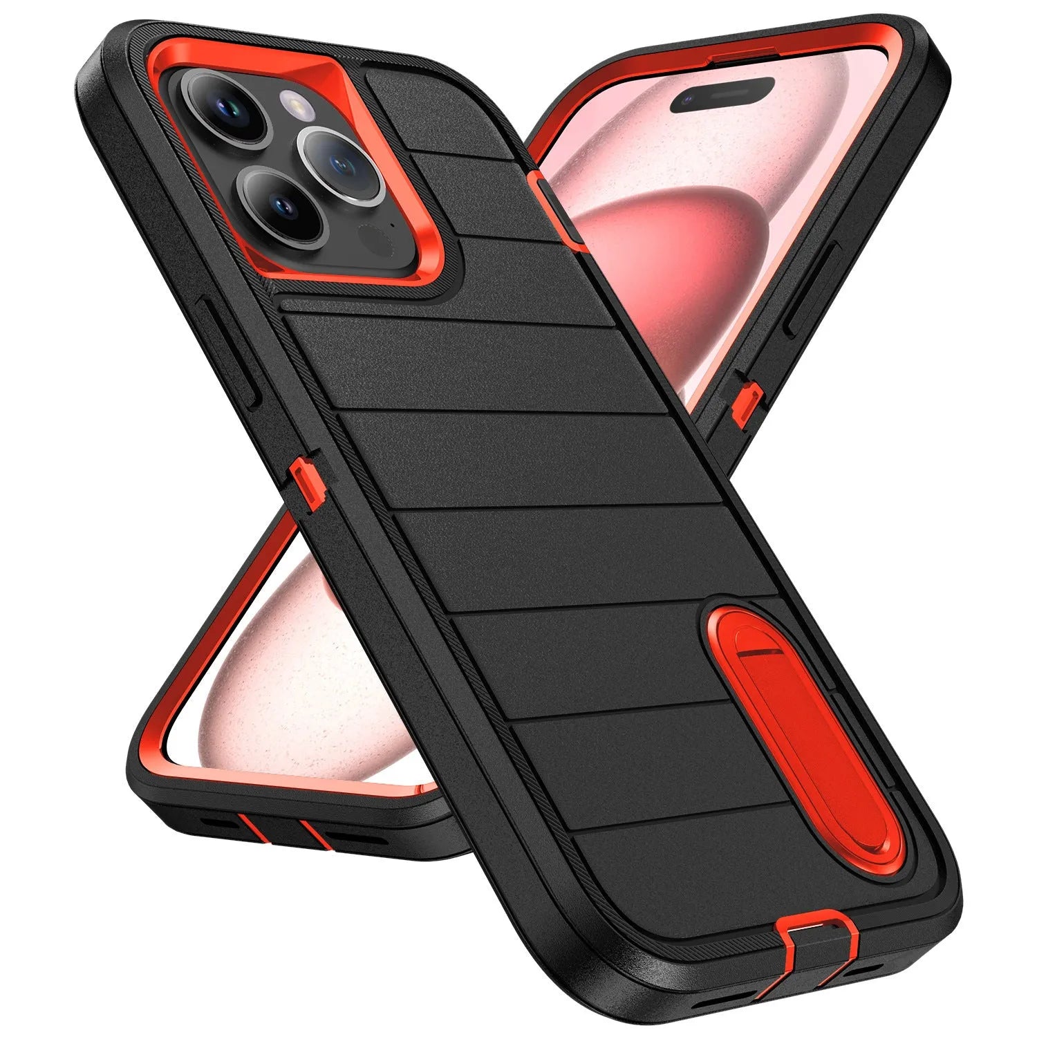 Apple iPhone 14 defender case with bracket in black orange colour, PC material, drop protection