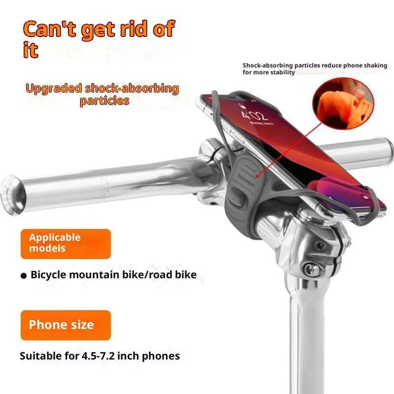 Black plastic universal adjustable road bike phone mount on bicycle handlebar