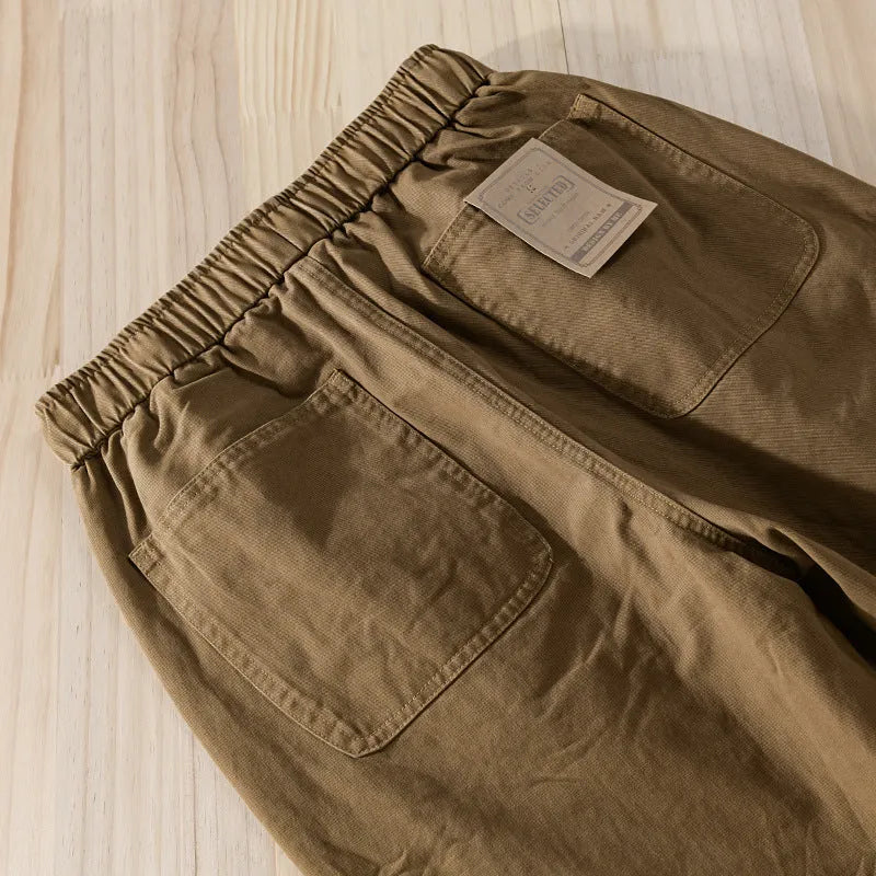 Men's cotton Amekaji style overalls with banded ankles in Army Green.