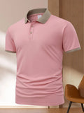 Summer polo shirt in ice silk polyester with short sleeves and flocking detail