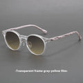 Retro frosted round rim sunglasses with UV-protection lenses in leopard print frame.