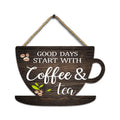 Retro coffee cup wooden wall hanging with UV print, American country style, 30x20x0.5cm
