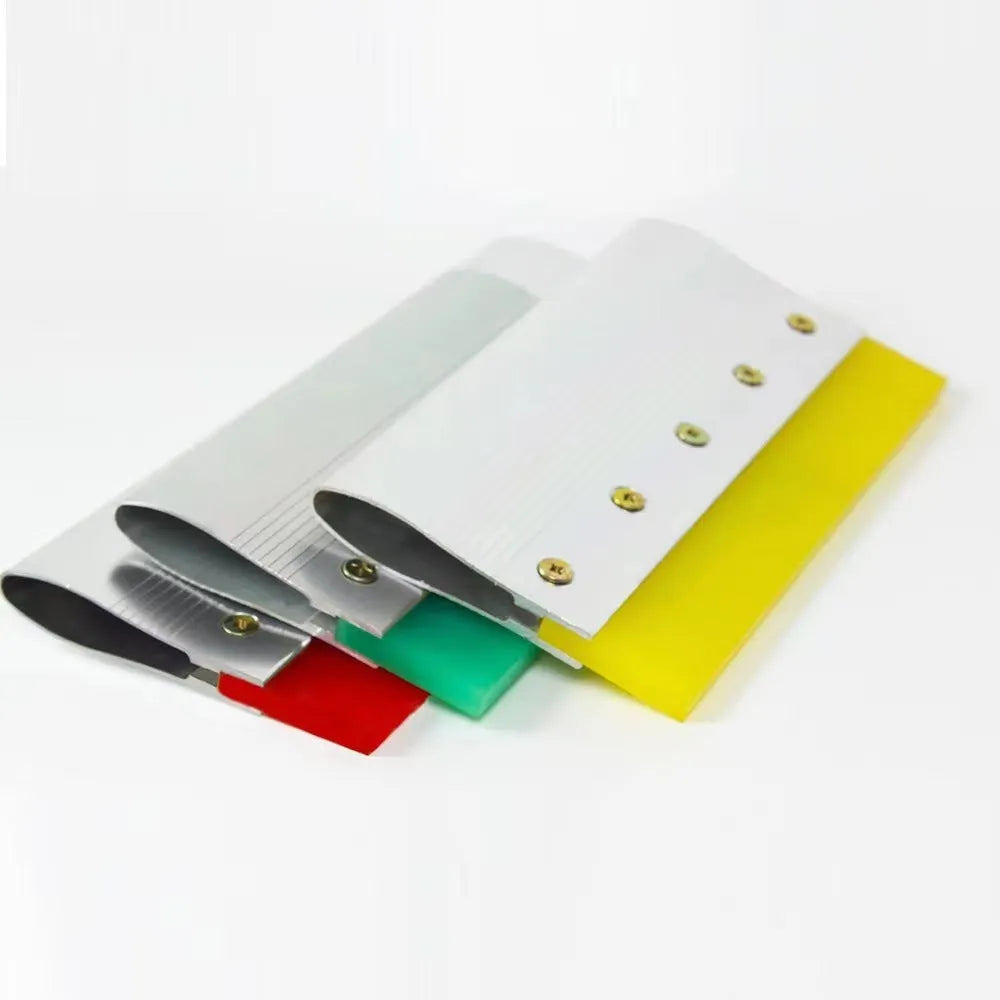 Green handled aluminium alloy scraper measuring 50cm long with 10cm wide thickened silk screen surface