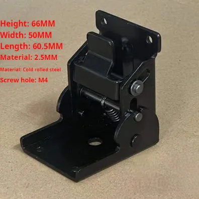 A zinc alloy furniture folding hinge with a 0-90 degree adjustment range in an electroplated finish.