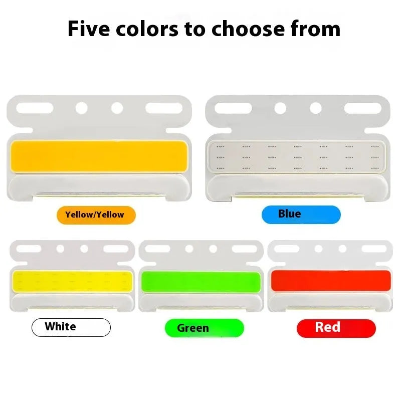 Waterproof aluminium COB LED truck side light for ground tyre illumination in multiple colours.