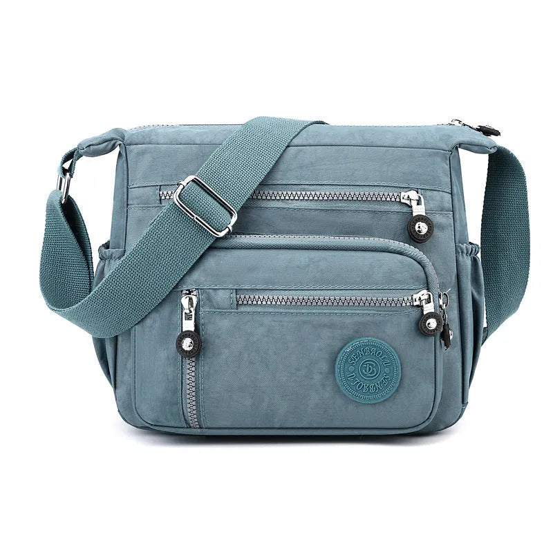 Nylon shoulder messenger bag in five colours with large capacity and soft square design