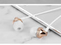 Copper metal in-ear headphones with wheat coloured cable in black colour option