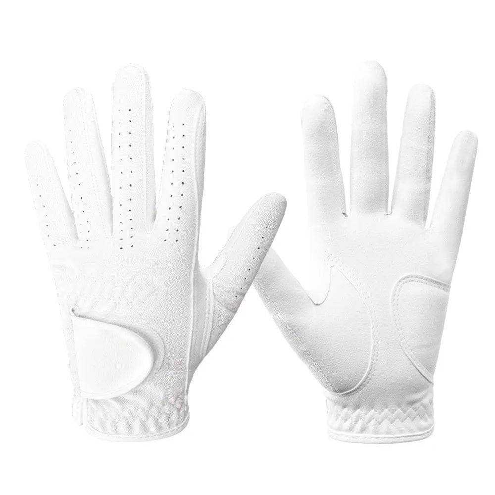 White suede PU golf gloves size 20 for men and women sports protection