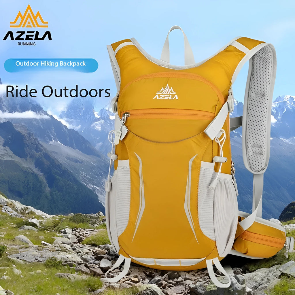 AZELA Lightweight Hydration Backpack with breathable mesh back panel in outdoor setting