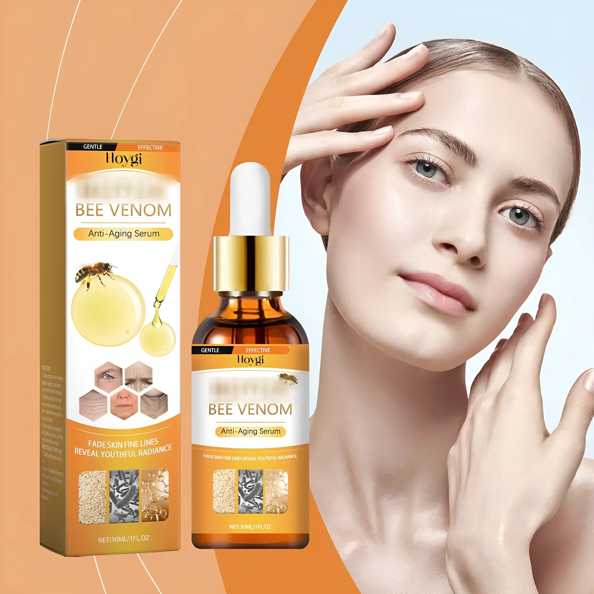 30ml anti-aging essence liquid bottle with dropper applicator for facial skincare