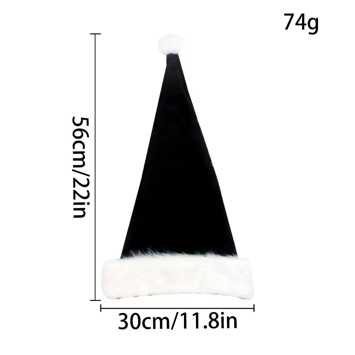 Plush Christmas hat in black and white or red and black colours with 56cm sizing for adult festive headwear