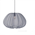 Japanese style grey blue iron pumpkin-shaped ceiling pendant light with multiple LED bulbs.