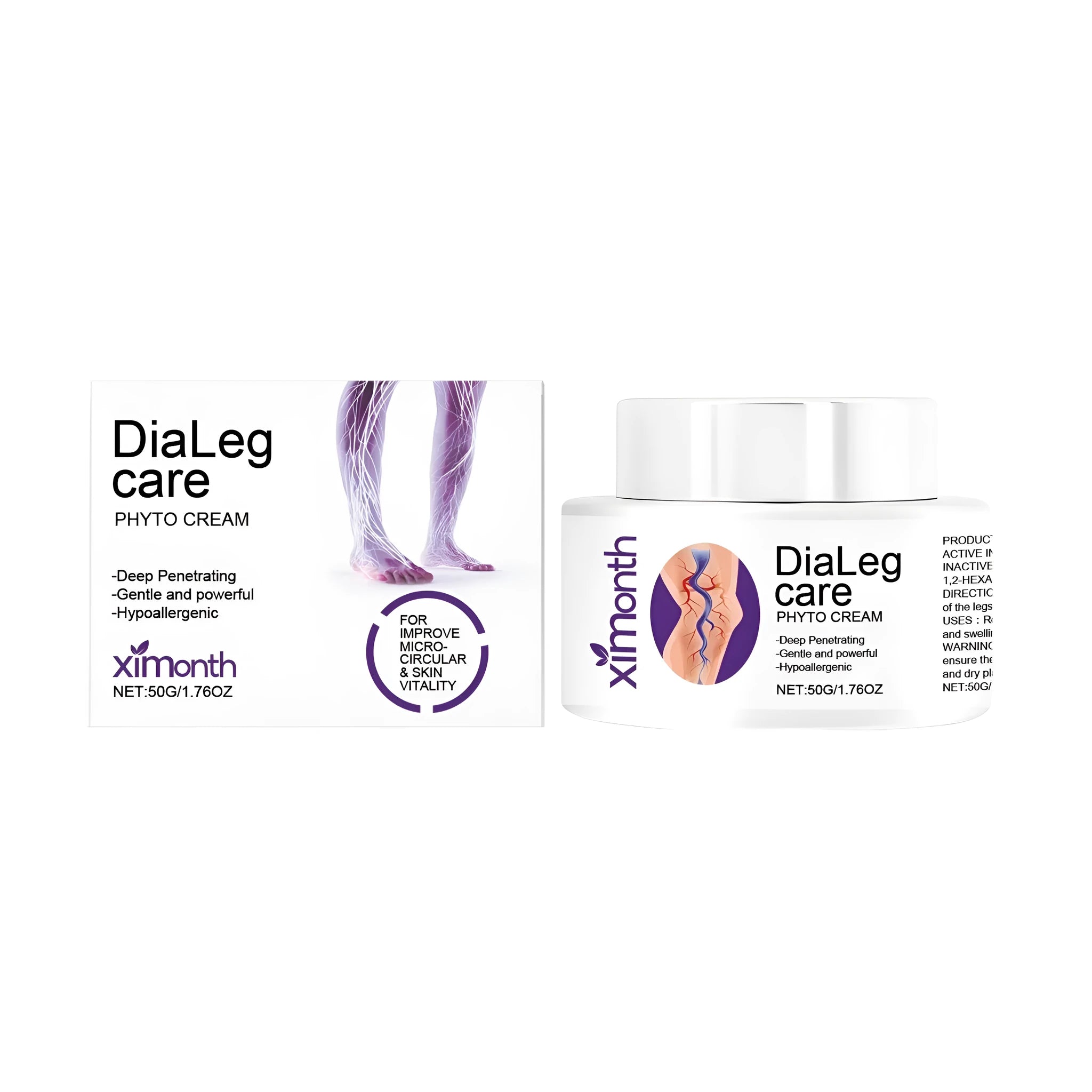50g tube of varicose vein cream with mint and shea butter for leg care.